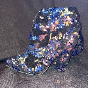 Mid Calf Suede Sequin Boots